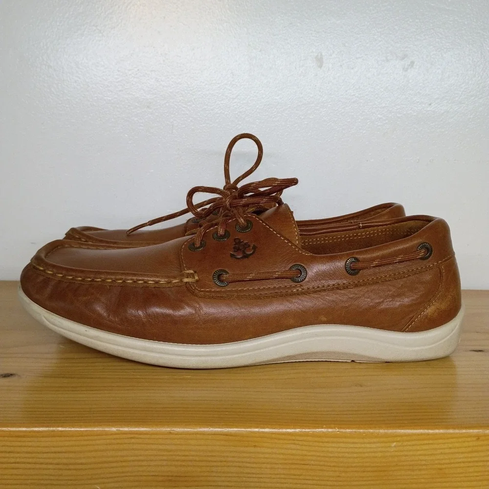 SAS Boat Shoe Decksider Lace Up Brown‎ Leather 10 M Tripad Comfort Moccasin USA